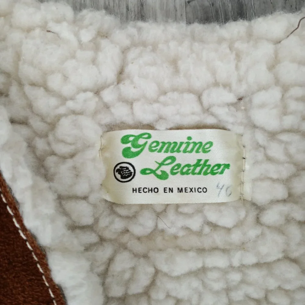 Vest Suede Leather Sherpa lined Men's size 46 Made in Mexico